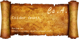 Csider Anett névjegykártya